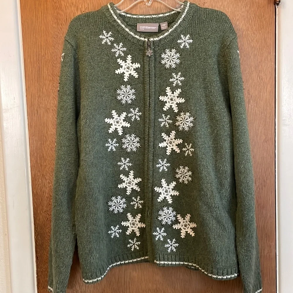 Croft & Barrow Petite Sz P/M Snowflake Sweater - Picture 1 of 11